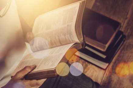 picture of woman holding an open Bible